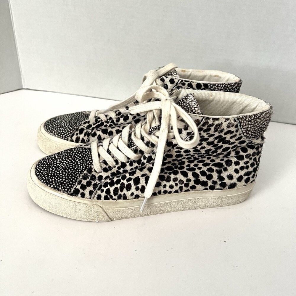 Madewell Sidewalk Womens Size 6.5 M High‎ Top Spotted Calf Hair Sneakers $110